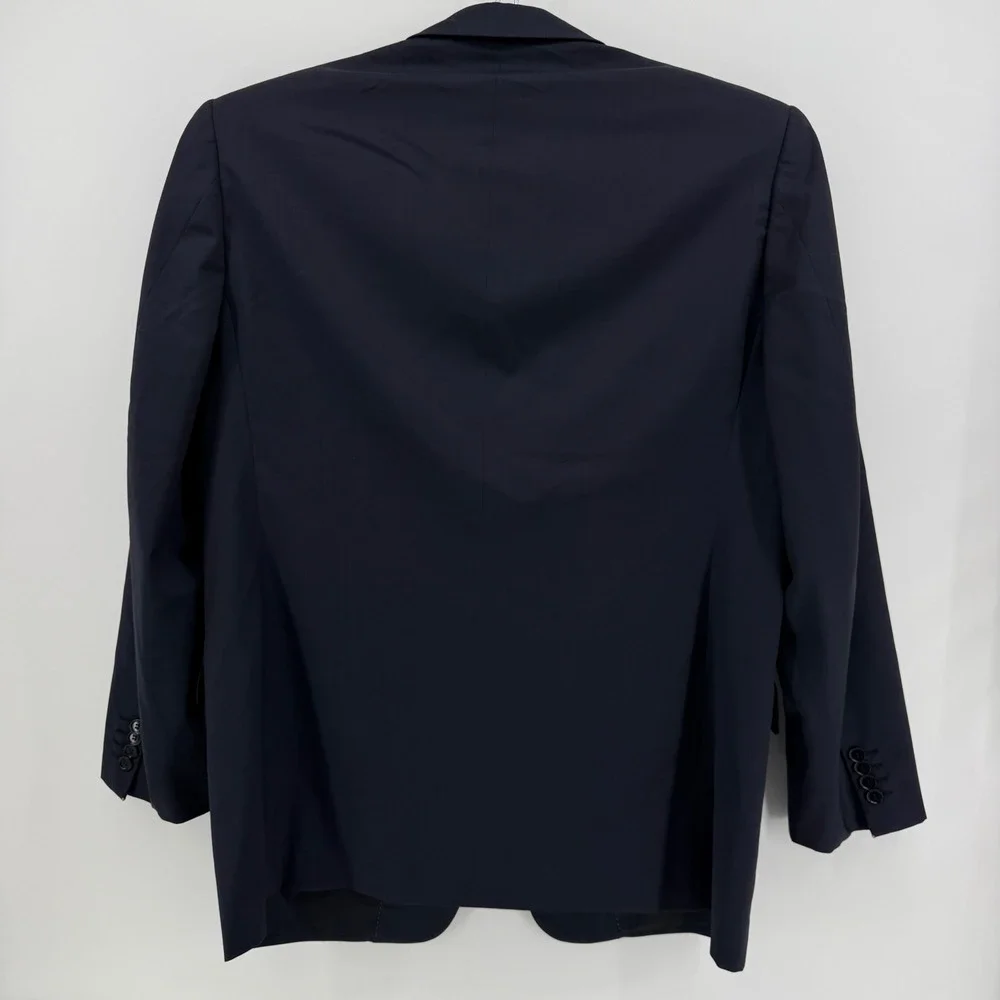 Pal Zileri Blazer Mens 56 XL Navy Blue Solid Virgin Wool 3-Button Sport Coat